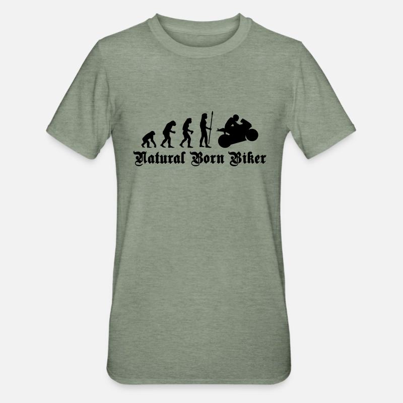 evolution_biker - T-shirt polycoton Unisexe - vert kaki chiné