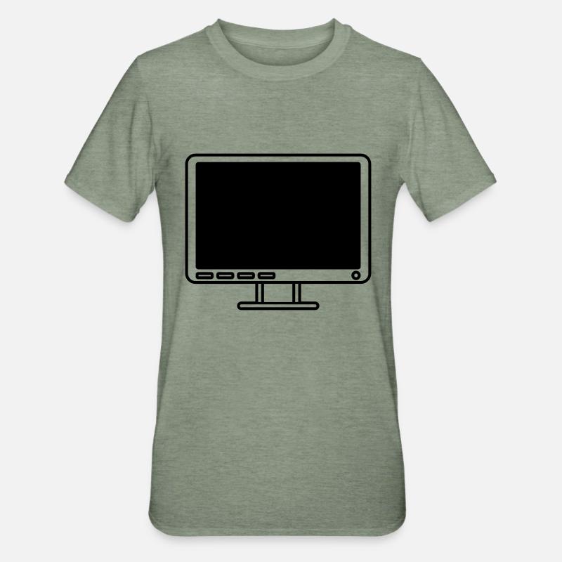Screen Display Computer Icon - Unisex Polycotton T-Shirt - heather military green