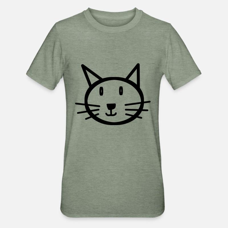 Cat Cats face Gift Gift idea - Unisex Polycotton T-Shirt - heather military green