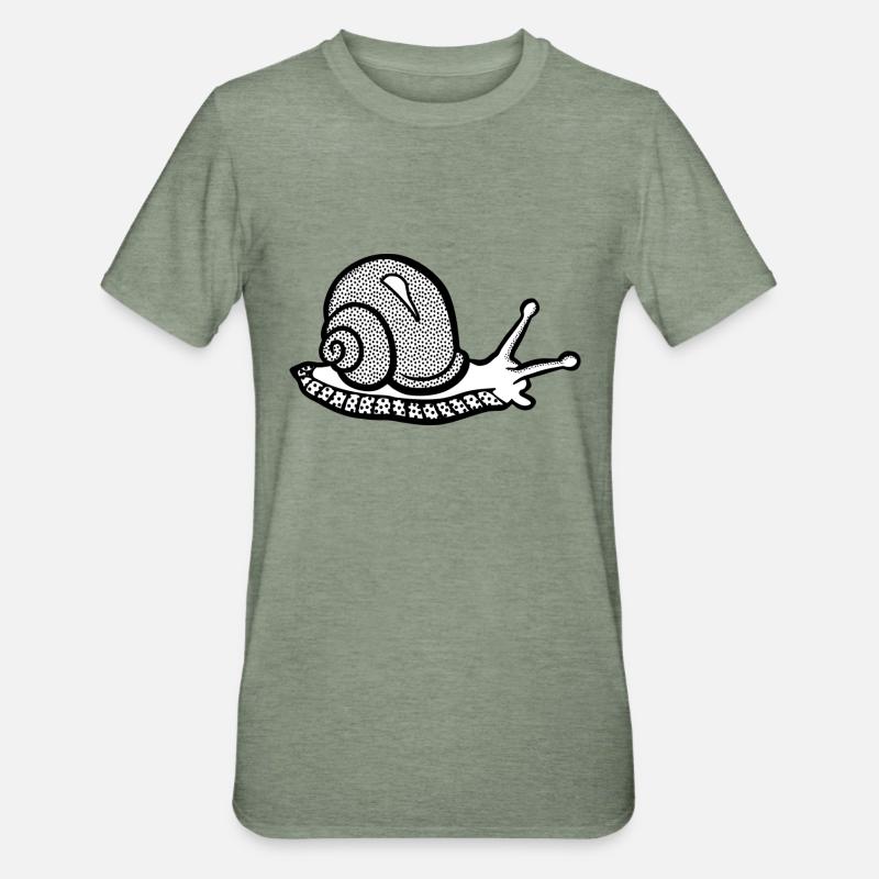 Snail black and withe - Unisex Polycotton T-Shirt - heather military green