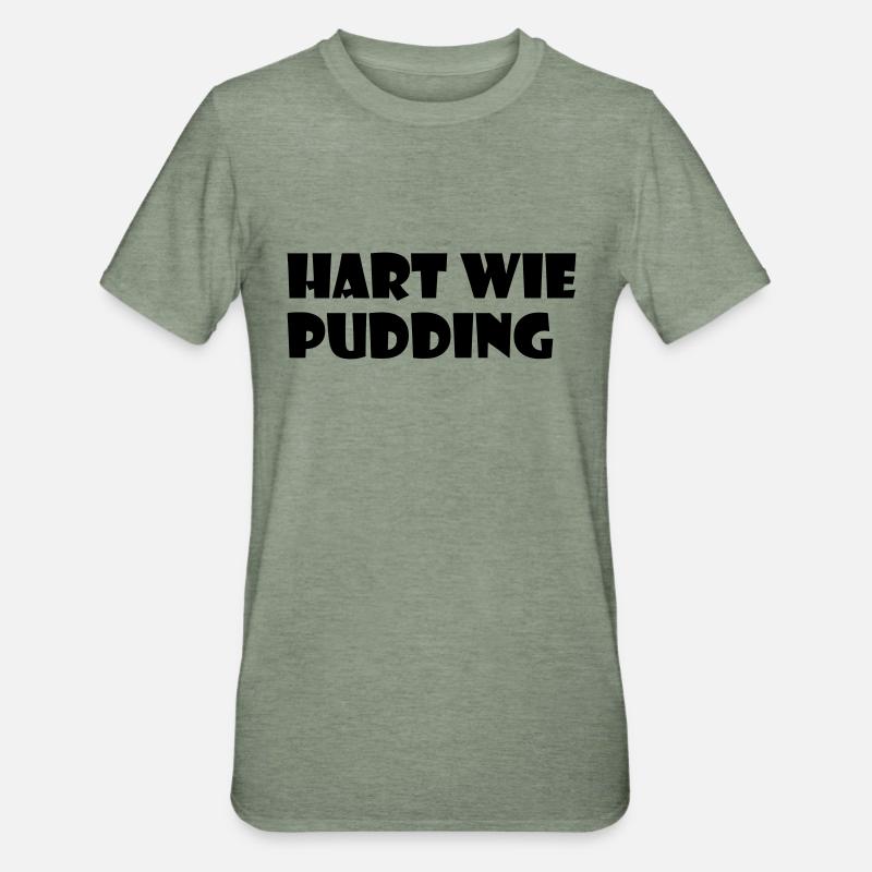 Hart wie Pudding - Unisex Polycotton T-Shirt - Militärgrün meliert