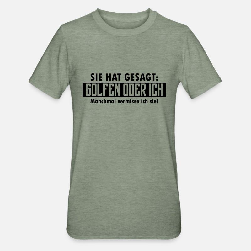 golfen oder ich - Unisex Polycotton T-Shirt - Militärgrün meliert