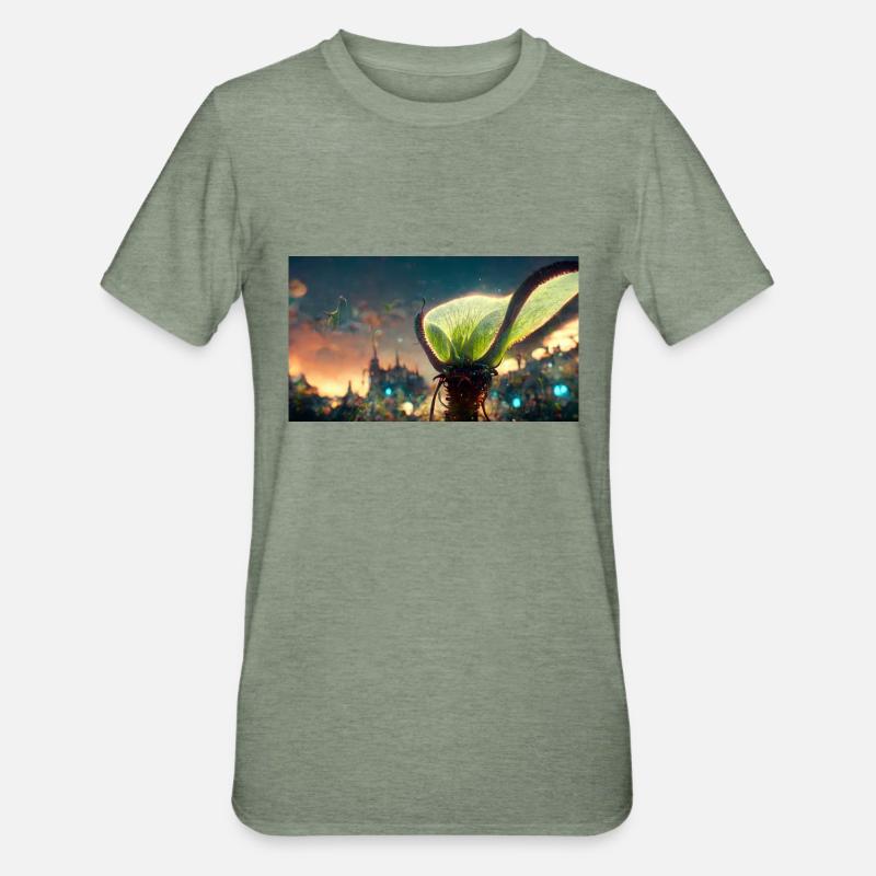 Futuristic Venus flytrap - Unisex Polycotton T-Shirt - heather military green