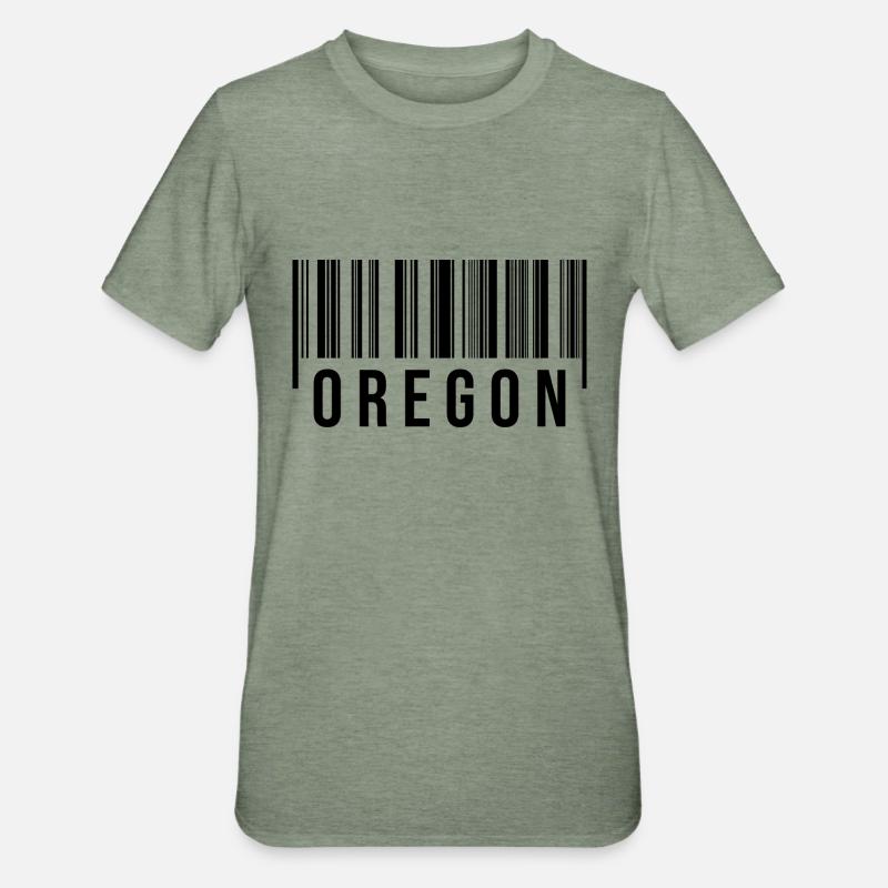 Oregon Strichcode - Unisex Polycotton T-Shirt - Militärgrün meliert
