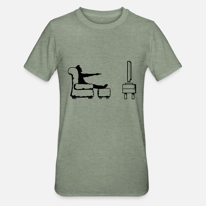 Bascule télécommande écran plat - T-shirt polycoton Unisexe - vert kaki chiné