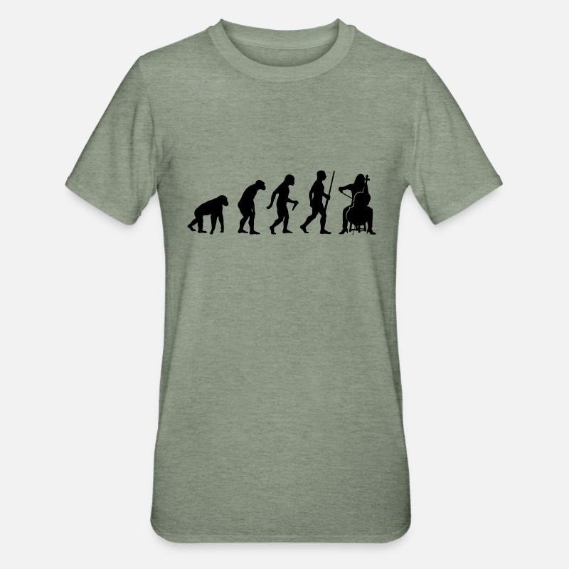 Evolution Cello Player - Unisex Polycotton T-Shirt - heather military green