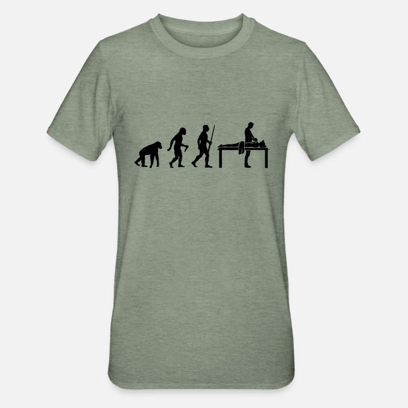 Massage Evolution - Unisex Polycotton T-Shirt - Militärgrün meliert