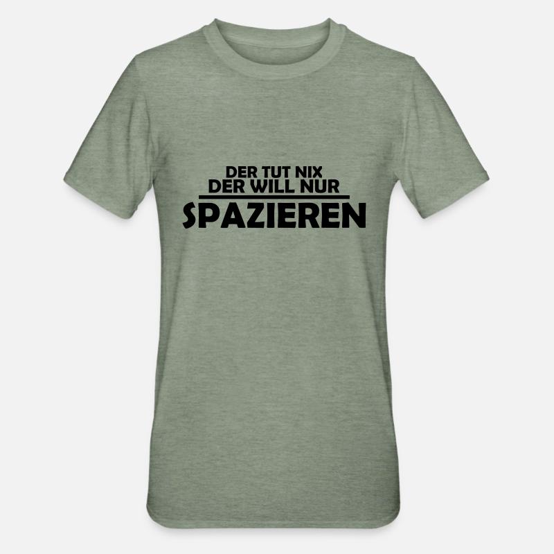 spazieren - Unisex Polycotton T-Shirt - Militärgrün meliert