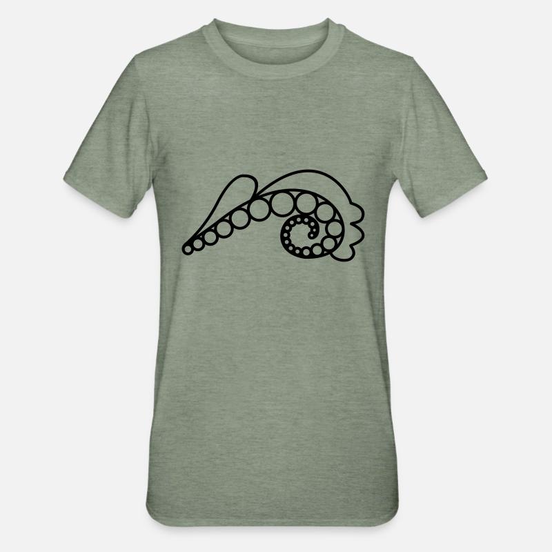 Welle...oder Farn? - Unisex Polycotton T-Shirt - Militärgrün meliert