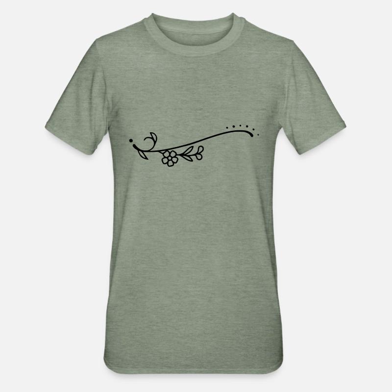 Fleurs de ligne courbe - T-shirt polycoton Unisexe - vert kaki chiné