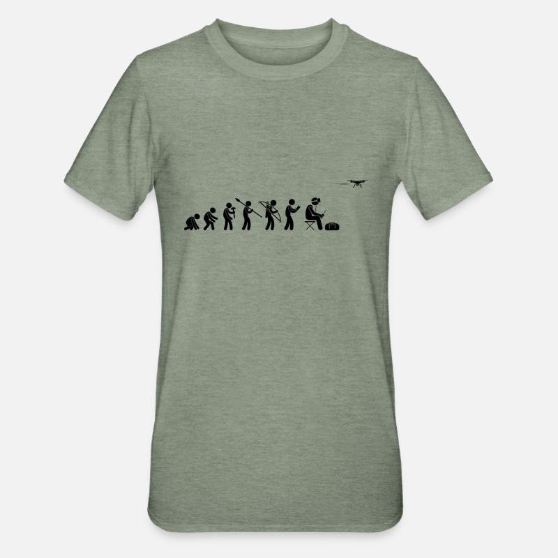 Évolution des drones - T-shirt polycoton Unisexe - vert kaki chiné