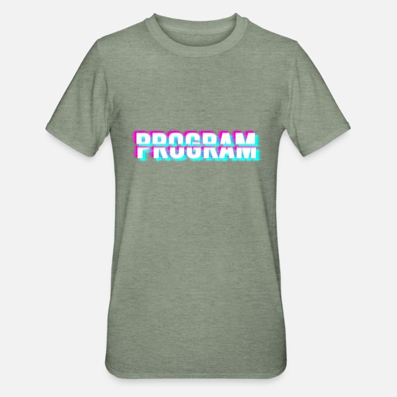 Computerprogramm (weiß) - Unisex Polycotton T-Shirt - Militärgrün meliert