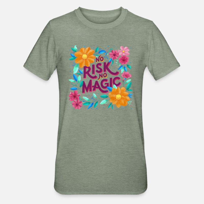 Aucun risque. Pas de magie. - T-shirt polycoton Unisexe - vert kaki chiné