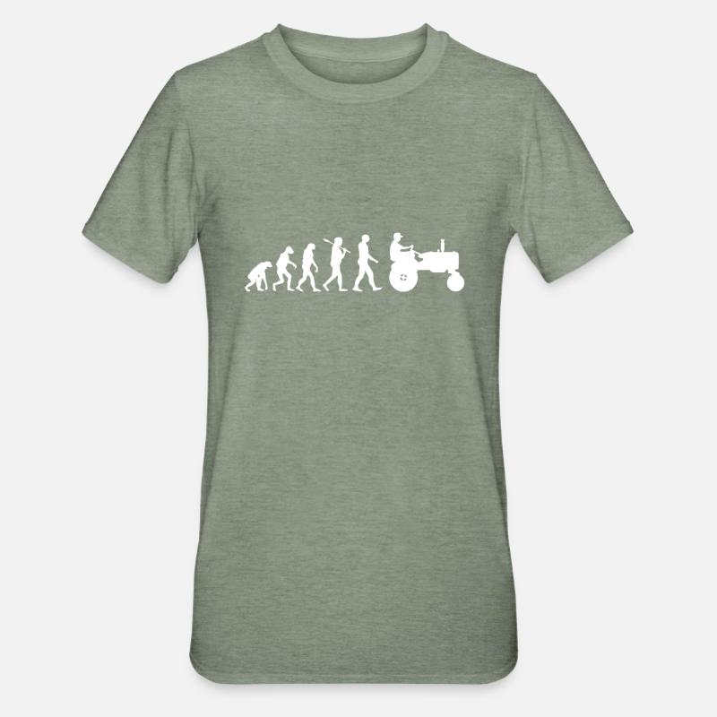 Landwirtschaft Traktor Evolution - Unisex Polycotton T-Shirt - Militärgrün meliert