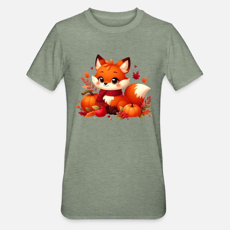 Fuchs Herbst 2 - Unisex Polycotton T-Shirt - Militärgrün meliert
