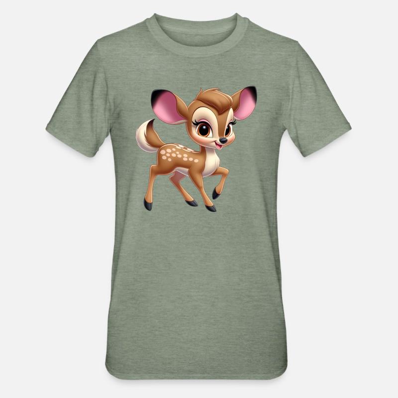Petit Faon mignon 2 - T-shirt polycoton Unisexe - vert kaki chiné