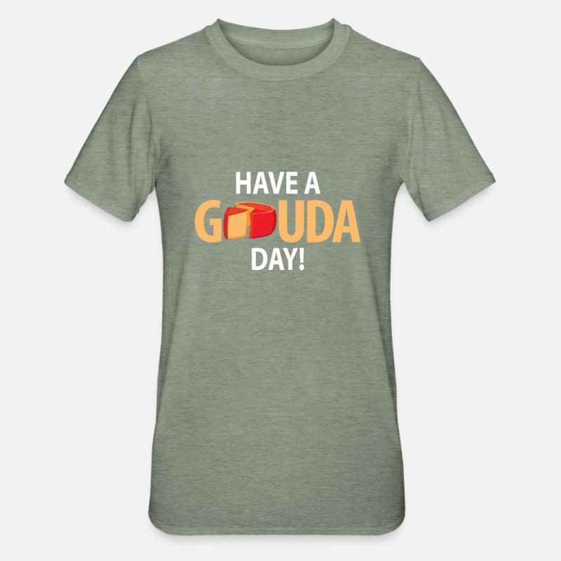 Morceau de fromage Gouda - T-shirt polycoton Unisexe - vert kaki chiné