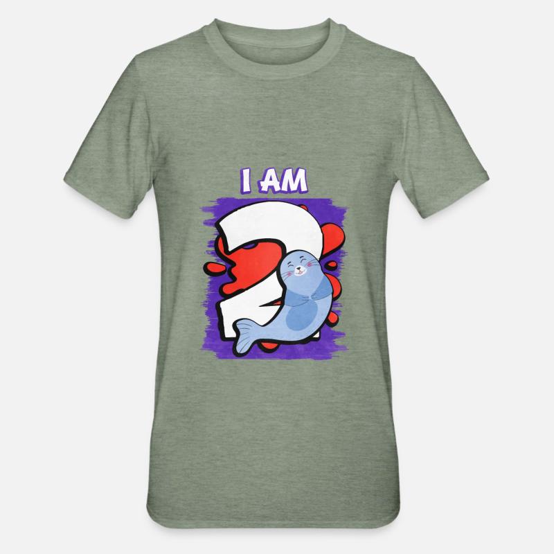 Ich Bin 2 Robbe - Unisex Polycotton T-Shirt - Militärgrün meliert
