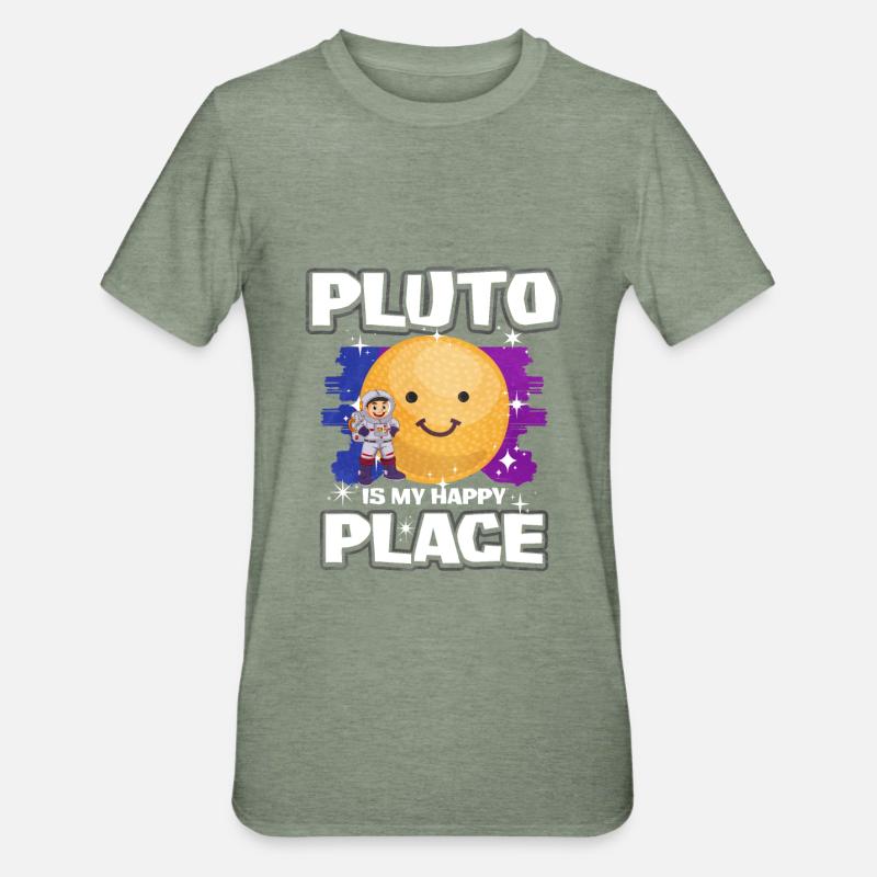 Pluto Planet Geschenk - Unisex Polycotton T-Shirt - Militärgrün meliert