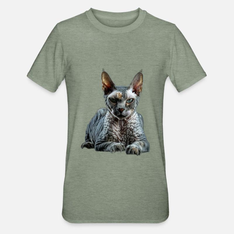 Devon Rex - T-shirt polycoton Unisexe - vert kaki chiné