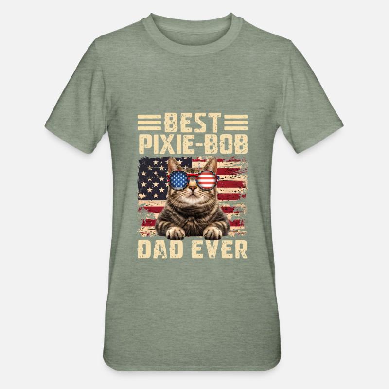 Pixie Bob Papa - Unisex Polycotton T-Shirt - Militärgrün meliert