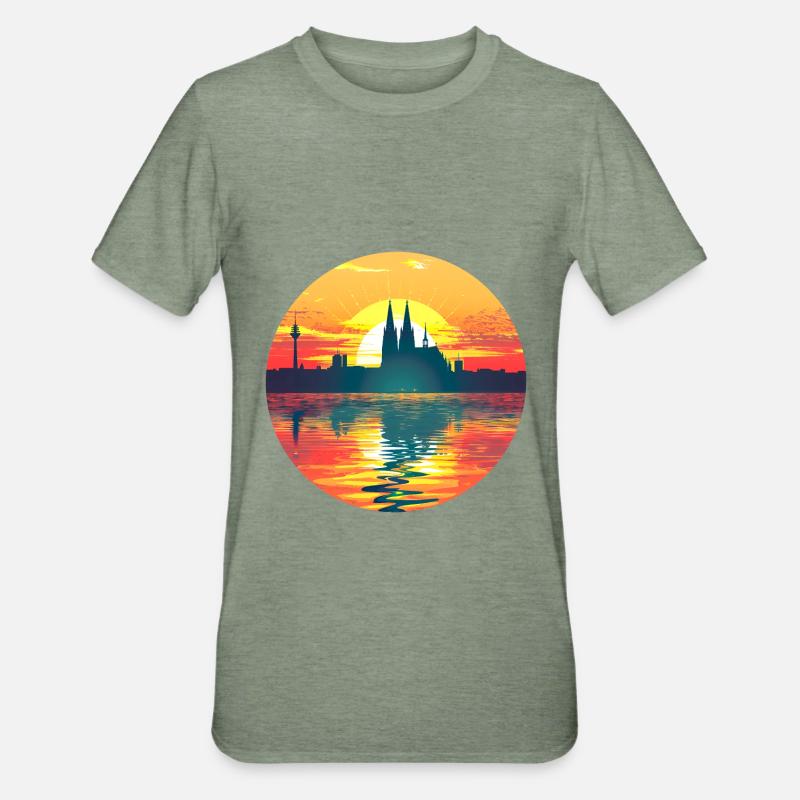 Köln Skyline - Unisex Polycotton T-Shirt - Militärgrün meliert