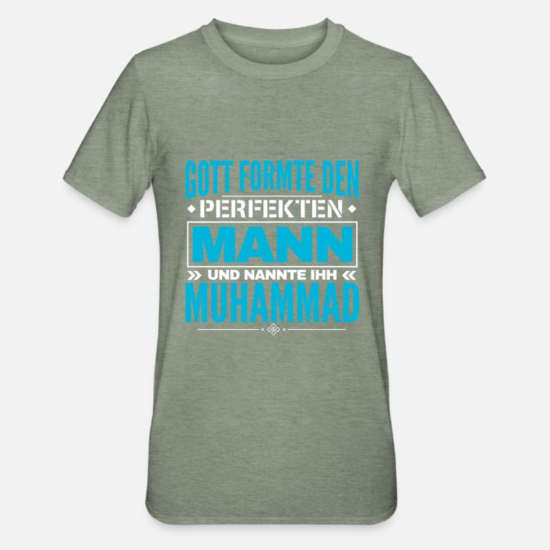 Muhammad Name Design - Unisex Polycotton T-Shirt - Militärgrün meliert