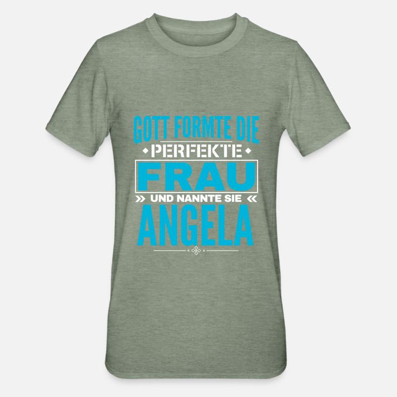 Conception du nom d’Angela - T-shirt polycoton Unisexe - vert kaki chiné