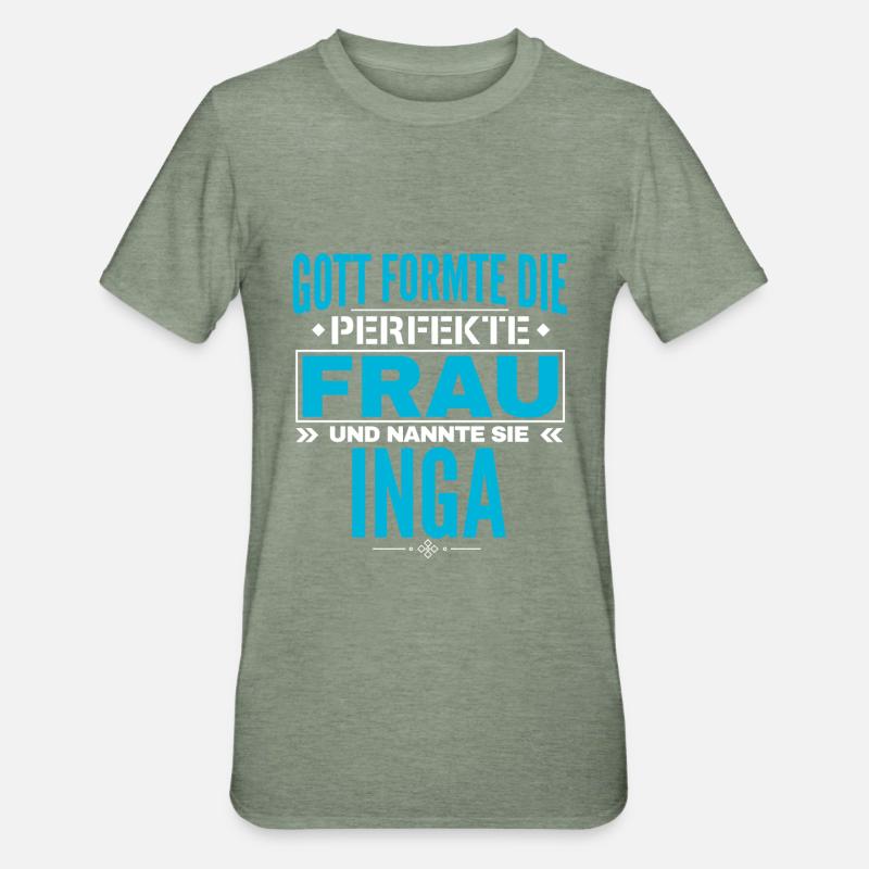Conception du nom Inga - T-shirt polycoton Unisexe - vert kaki chiné