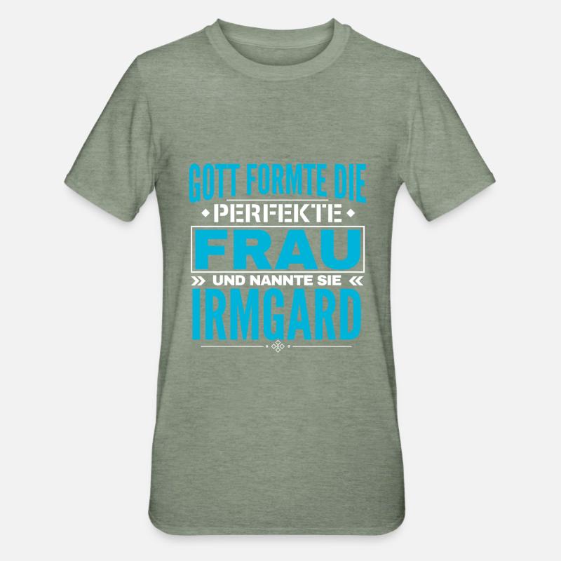 Conception du nom Irmgard - T-shirt polycoton Unisexe - vert kaki chiné