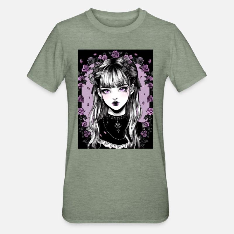 Anime, Mädchen, Geschenk - Unisex Polycotton T-Shirt - Militärgrün meliert