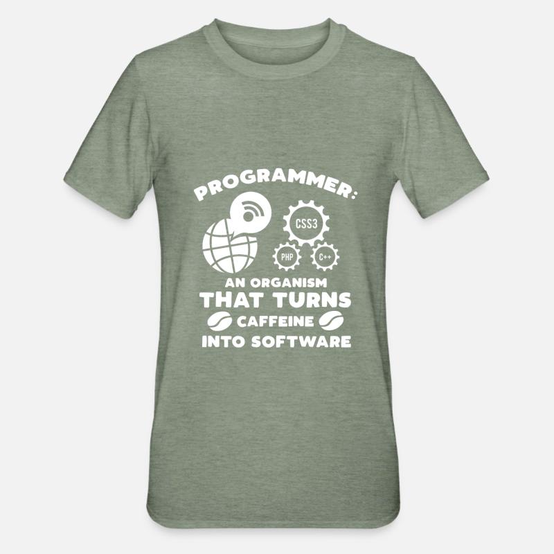 Programmer Coffee - Unisex Polycotton T-Shirt - Militärgrün meliert