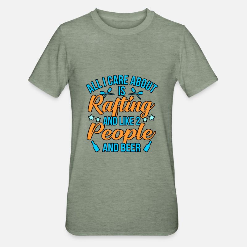 Rafting Und Bier - Unisex Polycotton T-Shirt - Militärgrün meliert