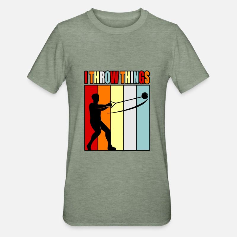 Ich Werfe Dinge Hammerwerfen - Unisex Polycotton T-Shirt - Militärgrün meliert
