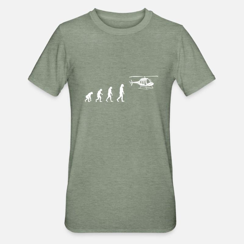 Hélicoptère Evolution - T-shirt polycoton Unisexe - vert kaki chiné