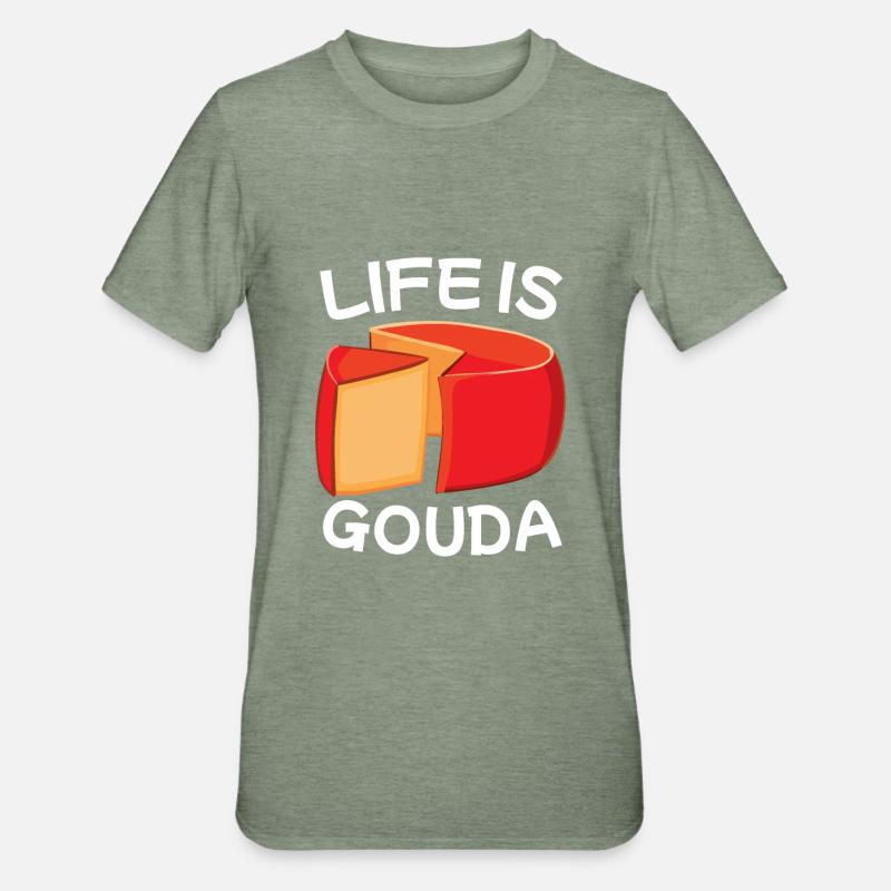 Morceau de fromage Gouda - T-shirt polycoton Unisexe - vert kaki chiné