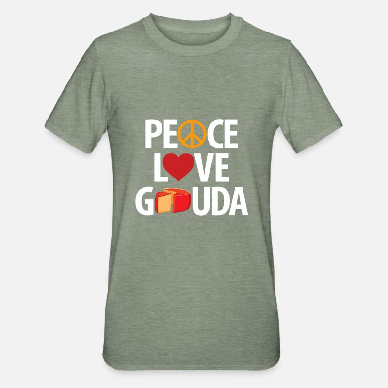 Morceau de fromage Gouda - T-shirt polycoton Unisexe - vert kaki chiné