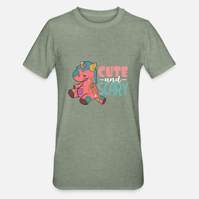 Mignon et effrayant - T-shirt polycoton Unisexe - vert kaki chiné