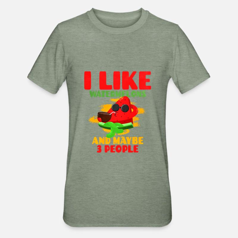 Pastèque - T-shirt polycoton Unisexe - vert kaki chiné