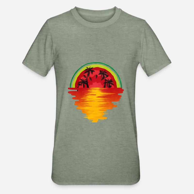 Pastèque - T-shirt polycoton Unisexe - vert kaki chiné