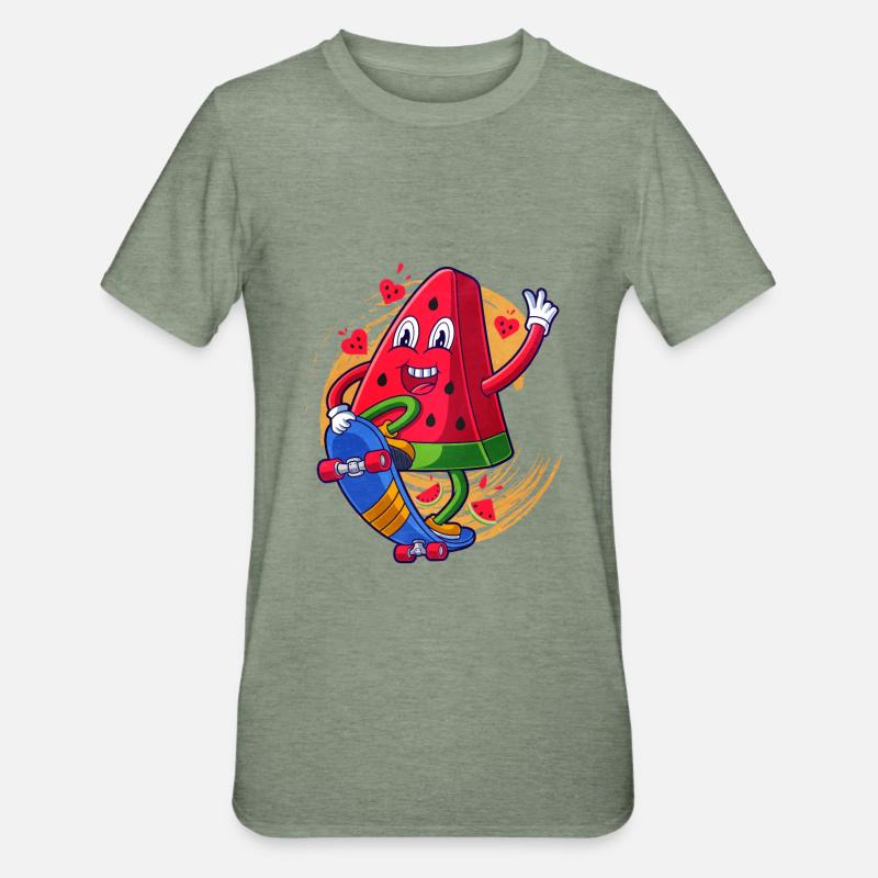 Pastèque - T-shirt polycoton Unisexe - vert kaki chiné