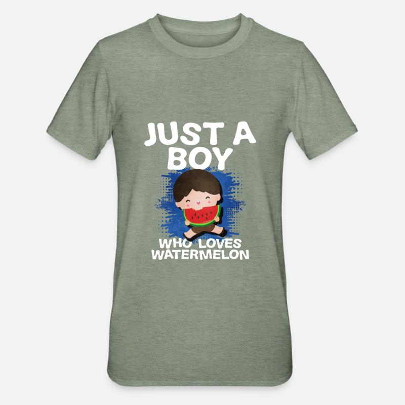 Pastèque - T-shirt polycoton Unisexe - vert kaki chiné