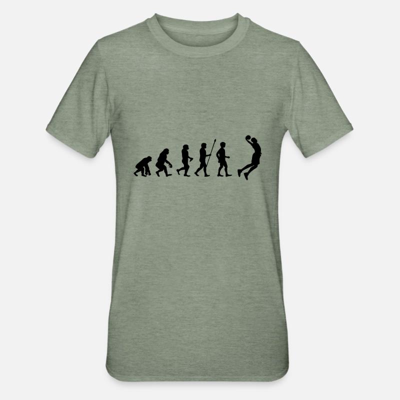 basketball Evolution - Joueurs de basket-ball dunking - T-shirt polycoton Unisexe - vert kaki chiné