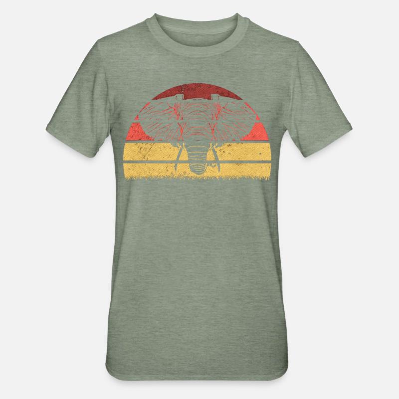 Eléphant d’Afrique - T-shirt polycoton Unisexe - vert kaki chiné