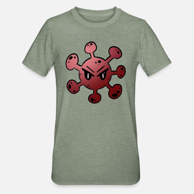 Virus Bactéries Pathogènes Virus Corona Covid-19 - T-shirt polycoton Unisexe - vert kaki chiné