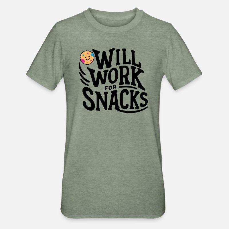 Travailler pour les biscuits - T-shirt polycoton Unisexe - vert kaki chiné
