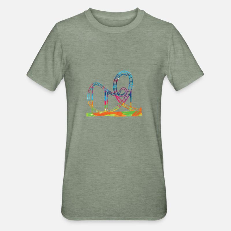Roller coaster idée cadeau parcs d'attractions showman - T-shirt polycoton Unisexe - vert kaki chiné