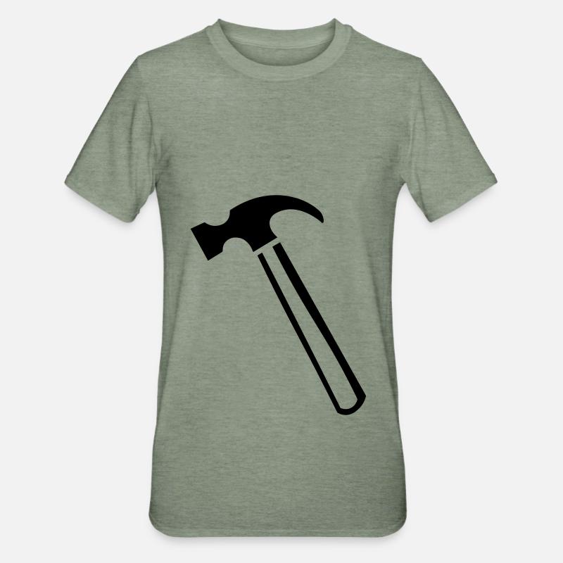 Idée cadeau outil marteau - T-shirt polycoton Unisexe - vert kaki chiné