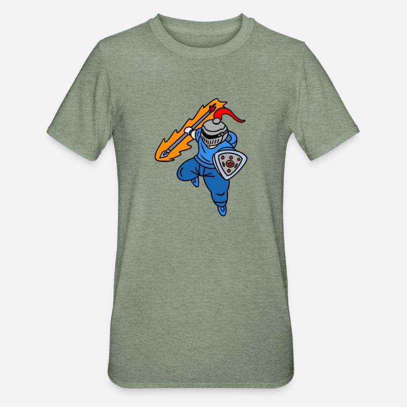 Cooler Ritter mit Kapuzenpullover - Unisex Polycotton T-Shirt - Militärgrün meliert