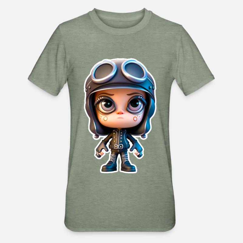 Little Biker 02 - Unisex Polycotton T-Shirt - Militärgrün meliert